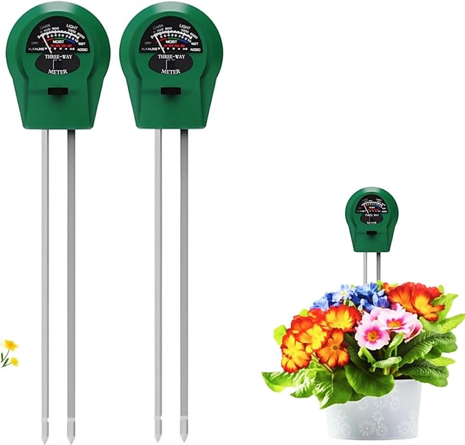 3-in-1 Moisture/Light/PH Meter for Plants, Soil pH and Light Tester, Plant Water Meter for Indoor Potted Plants, Soil Moisture Sensor for Houseplants and Garden, No Battery Needed (2Pack)