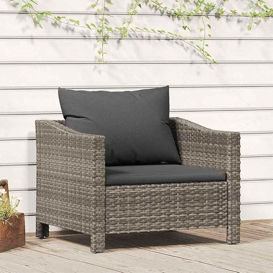Garden Armchair Grey Poly Rattan Medium Lightweight Garden Seating Ensemble Outdoor Conversation Set Outdoor Patio Set for Deck Pond