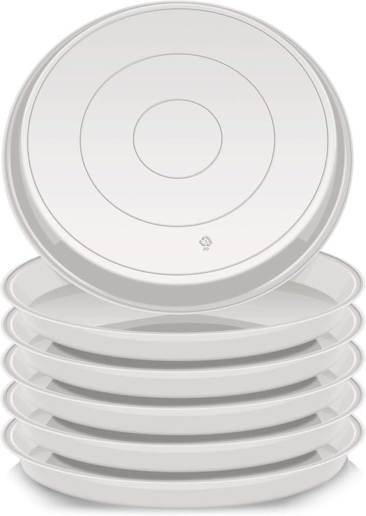 6 Pack of 12 inch Plant Saucer, Plastic Plant Saucer 12" Round, Plant Saucers for Indoors, Plant Water Tray, Plant Trays for Pots, Planter Tray, Plant Saucers for Planter 11-13" (12", White)
