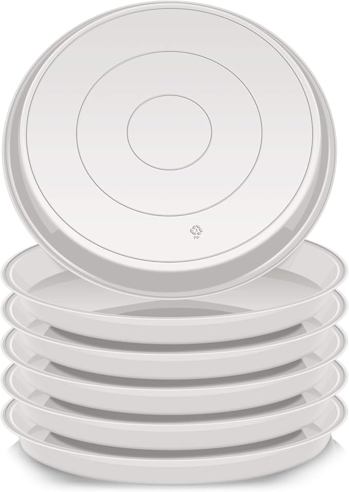 6 Pack of Plant Saucer 16 Inch, Plant Tray Round, Plastic Flower Plant Trays for Pots, Plant Saucers for Indoors 16", Plant Pot Saucers, Planter Tray for Planter 13-16" (16", White)