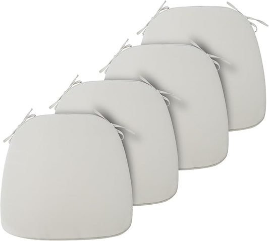 FUNHOME 17"x16"x2" Outdoor Chair Cushions Set of 4, Water Resistant Patio Chair Pads with Ties, Seat Cushions for Home Garden Furniture Decoration-Cream White