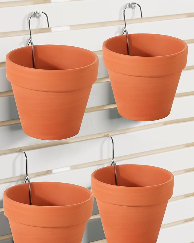 10 Packs Terracotta Pots Hanger Hooks,Sturdy Thick Stainless Steel Plant Hanger,Flower Pot Holders for Clay Pots,Wall and Fence Mounted Plant Holder,Terra Cotta Pot Hanging Holders(Side Hang,10Pack)