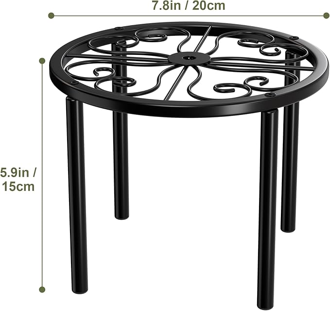 Plant Stand Plant Holder - 7.9 x 7.9 x 5.9 inches Flower Stand for Garden Courtyard, Heavy Duty Plant Rack for Multiple Plant Indoor or Outdoor, Black.