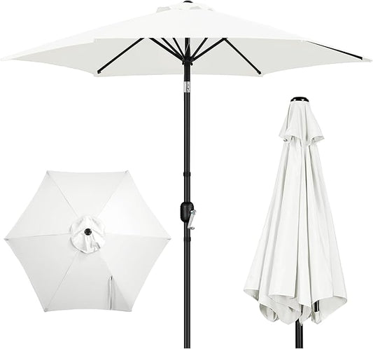 Yaheetech Patio Umbrella, 9FT Outdoor Table Market Umbrella with Push Button Tilt and Crank, Yard Sun Shade with Sturdy Ribs for Garden, Deck, Backyard, Pool, Cream
