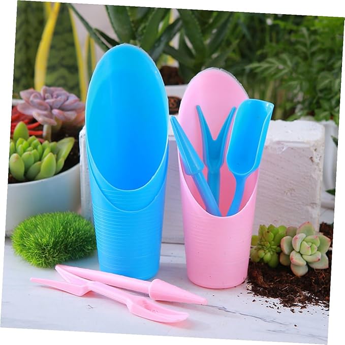 Kisangel Succulent Planting Tool Set with Soil Scoop, Seeder, and Cleaning Brush, Pink Gardening Accessories for Flowerpot Care and Transplanting in Home Garden