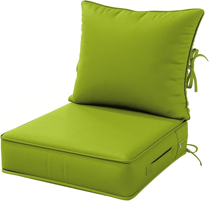 Outdoor Patio Chair Cushions Set 19 L X 19 W X 4 H Inch Waterproof & Fade Resistant Deep Seat and Back Cushions with Removable Covers Outdoor Seat Cushion Set for Chairs and Sofas