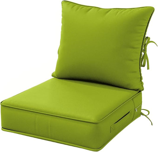 Outdoor Patio Chair Cushions Set 19 L X 19 W X 4 H Inch Waterproof & Fade Resistant Deep Seat and Back Cushions with Removable Covers Outdoor Seat Cushion Set for Chairs and Sofas
