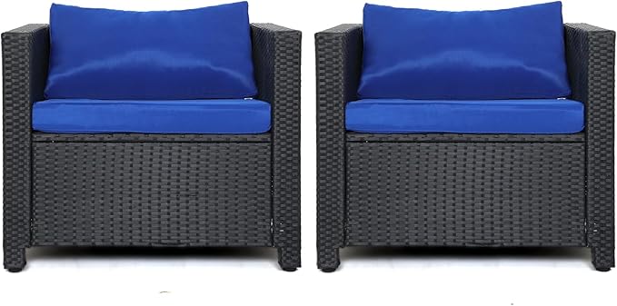 Outdoor Patio Chair Set of 2,Wicker Patio Chairs Set,Outdoor Rattan Chairs,Patio Furniture,Balcony Chairs, Wicker Furniture for Gardens, Backyards, Balconies,Poolside(Blue)