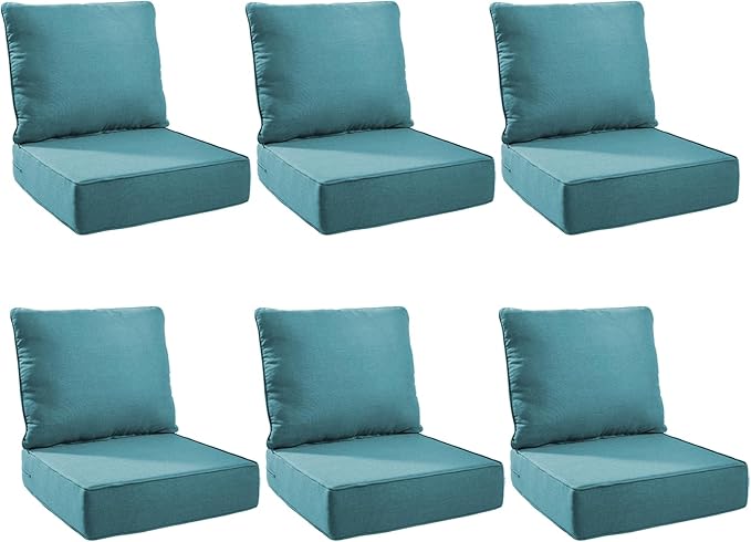 Outdoor Cushion Set for Furniture Patio Furniture, UV Resistant, Water Resistant - 6 Inch Thick Foam Garden Cushions– 24x24 Inch Patio Seat Covers for Chair/Sofa/Couch | Orange | 6-Pack |