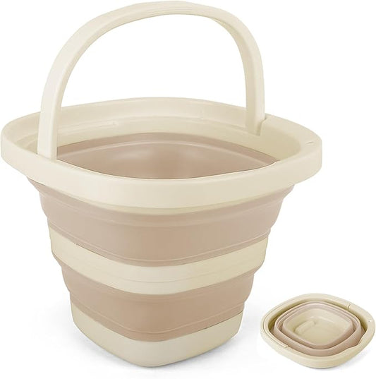 5L Collapsible Bucket with Handle, Mop Bucket for Wash Basin Dog Water Car Washing Window Cleaning, Foldable Plastic Tub Waterpot for Outdoor Beaching Fishing Gardening Camping Essentials