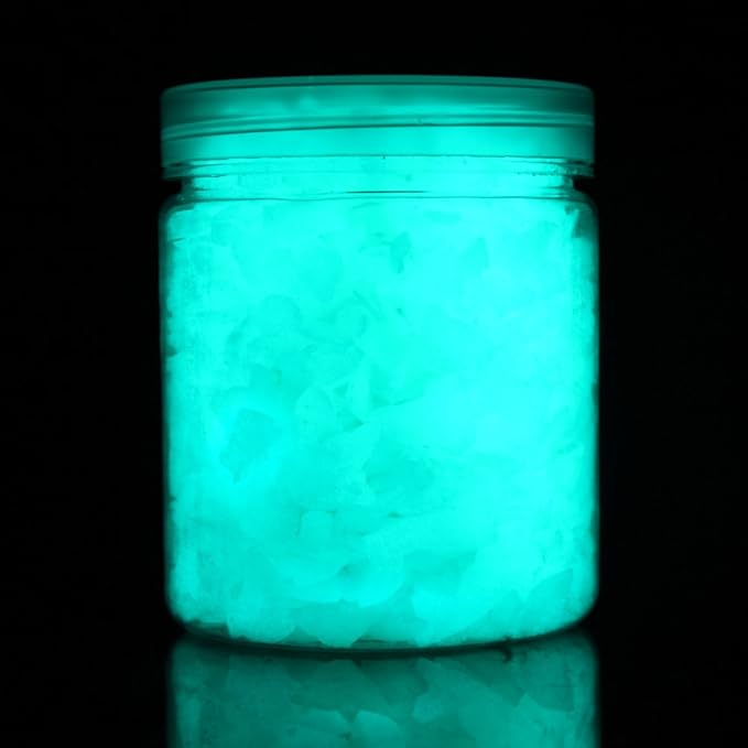 Shiny Stone Glow in The Dark Aquarium Neon Gravel Sand, Decorative Rocks for Fish Tank and Fairy Garden, Home Dec,305g/0.67lbs (5-8mm, Blue Green)