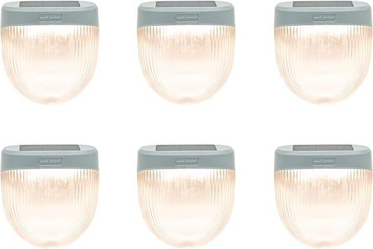 Vego garden Rippled Solar Garden Lights with Auto Sensors Magnetize Securely to Raised Beds, IPX4 Waterproof Outdoor LED Light for Patio & Yard Pebble Gray, 6 Pack