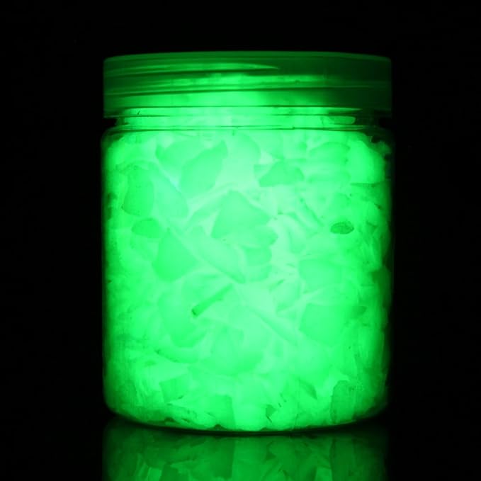 Shiny Stone Glow in The Dark Aquarium Neon Gravel Sand, Decorative Rocks for Fish Tank and Fairy Garden, Home Dec,305g/0.67lbs (5-8mm, Yellow Green)