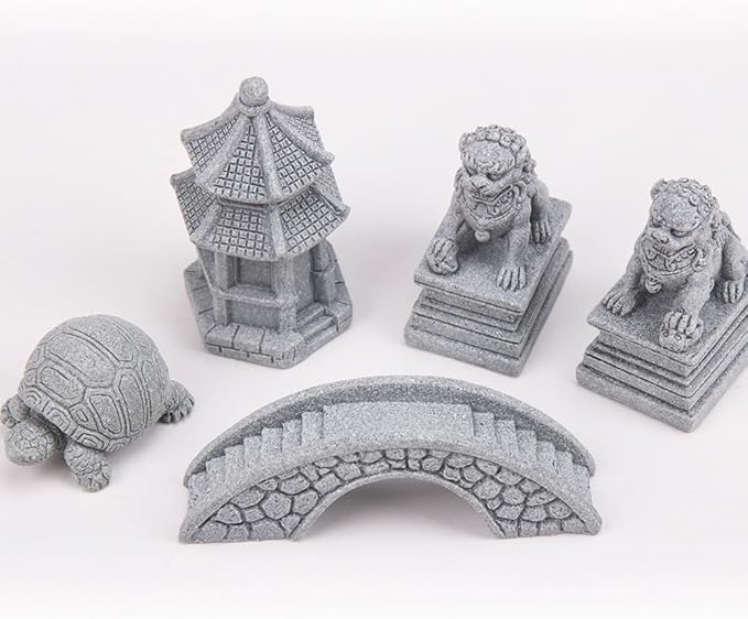 ZORZA 1Set Mini Chinese-Style Sandstone Figurines Enchanting Garden Bridge for Fairy Gardens Mini Zen Garden Decor Miniature Garden Accessories for Bonsai Terrariums Fish Tanks Decorations