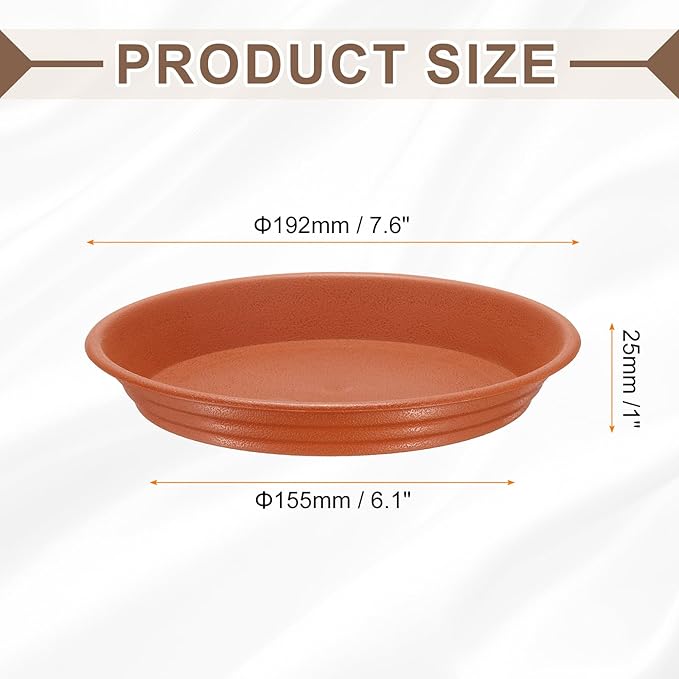 HARFINGTON Plastic Plant Saucer 6.1" Round Drip Trays Flower Pot Saucers Flower Base Bottom Drainage Tray for Indoors Outdoors Planters, Pottery Red