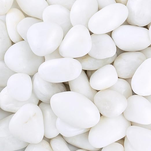 Pebbles for Indoor Plants, 10lbs White Pebbles 1-2 Inch Decorative River Rocks for Planters, High Polished Stones for Vase Filler Fish Tank Landscaping Garden