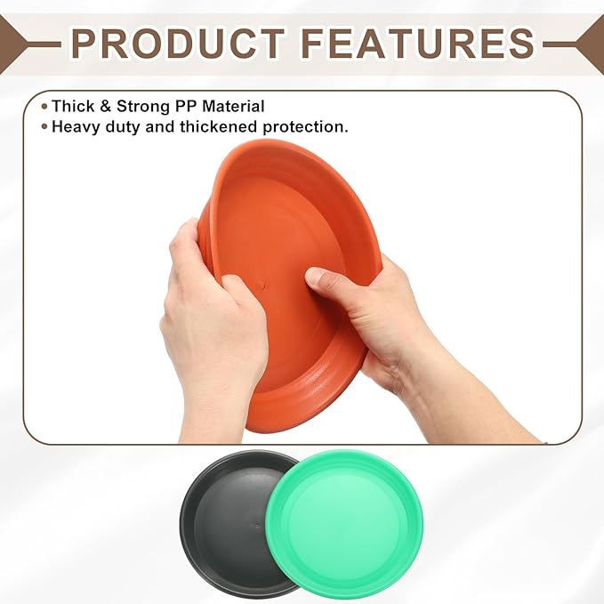 HARFINGTON Plastic Plant Saucer 11.8" Round Drip Trays Flower Pot Saucers Flower Base Bottom Drainage Tray for Indoors Outdoors Planters, Green