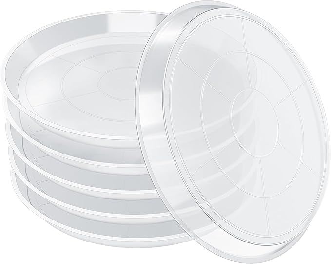 6 Pack Clear Plant Saucer, Durable Plant Drip Trays Saucers for Pots, No Holes Water Catcher Trays for Indoor Outdoor Planter, Sturdy Base Plate (10", Clear)