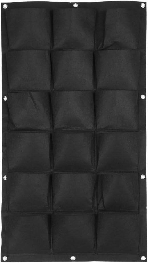 Vertical Hanging Garden Planter Wall Mounted Plant Grow Bag for Indoor Outdoor Decoration,Black (18 Pockets)