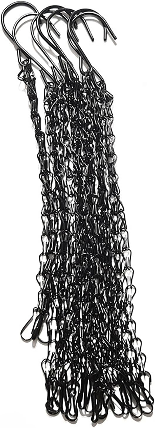 8 Pack 21.6（55cm） Inch Hanging Basket Chains 3 Point Black Metal Hanging Chains with Hooks for Plant Flower Pot Basket, Replacement Chain Hangers for Lantern, Bird Feeder, Planter, Indoor and Outdoor