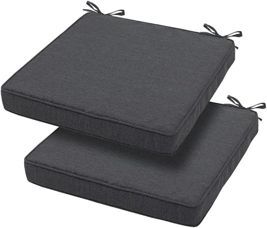 Magpie Fabrics Square Corner Seat Cushion, 18" x 18" x 2.5", 2 Pack, Indoor/Outdoor Waterproof Weather Resistant Universal Chair Pads for Patio Garden Dining - Dark Gray