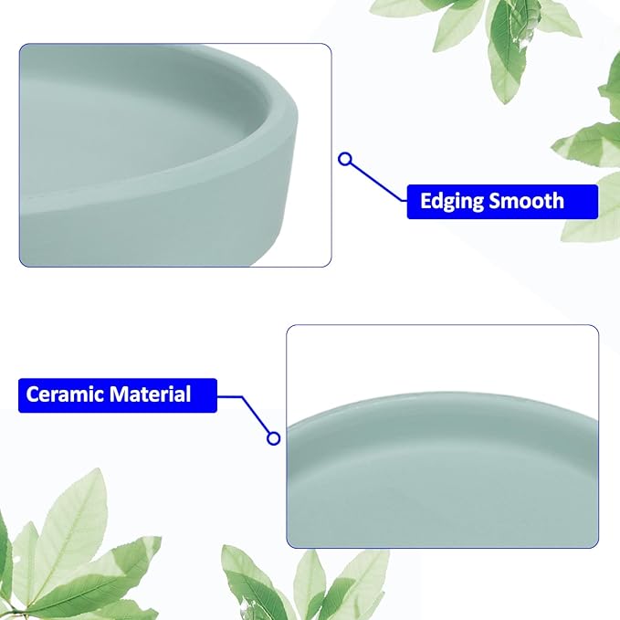 3 Pack Planter Saucers - Ceramic Plant Tray Flower Pot Drip Trays Round Apply to Outdoor/Garden (4/5/6inch, Blue)