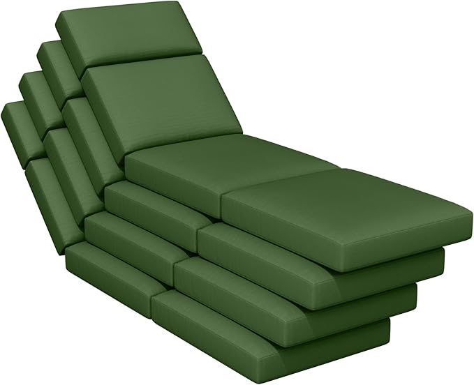 4 Pcs Chaise Lounge Cushions Outdoor, 72 x 21 x 4 Inch Lounge Chair Cushions for Outdoor Furniture - Waterproof Lounge Patio Replacement Cushion, 4In Fade-Resistant ThickPatio Chaise Lounge Cushion