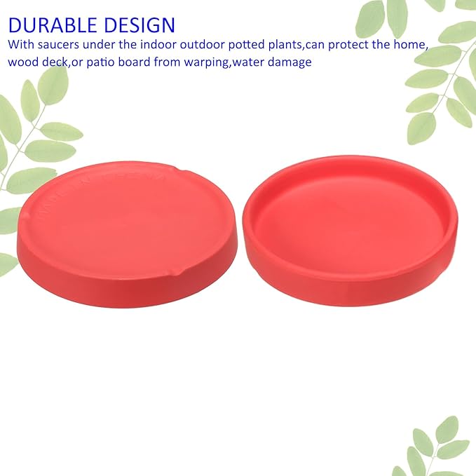 3 Pack Planter Saucers - Ceramic Plant Tray Flower Pot Drip Trays Round Apply to Outdoor/Garden (4/5/6inch, Red)