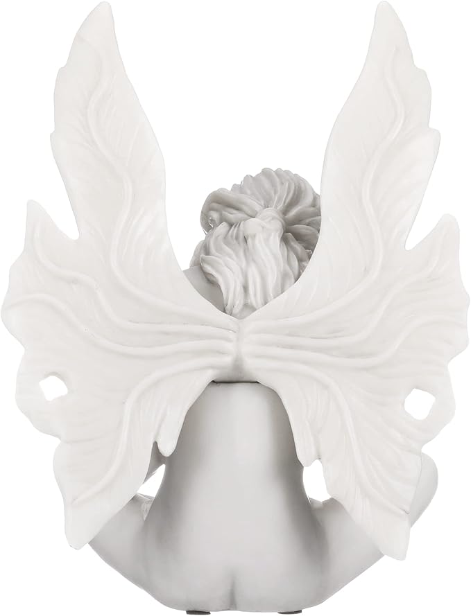 Design Toscano Gazing Secret Garden Fairy Woman Statue Figurine, 7 inches wide, 10 inches tall, Cast Stone Resin, Antique Stone Finish