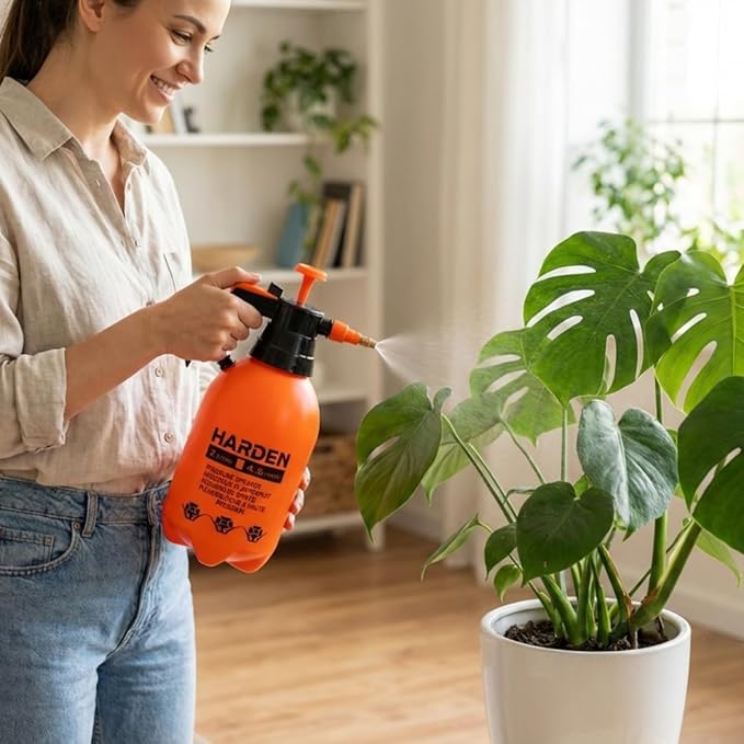 Half Gallon (0.53 Gallon / 68oz) Pump Sprayer, Handheld Garden Sprayer for Plants, Lawn Care & Cleaning, Adjustable Copper Nozzle