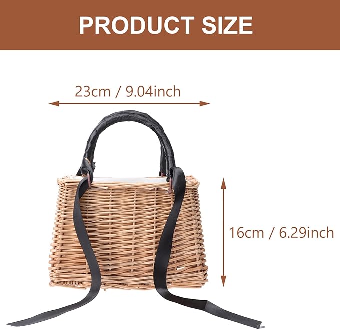 Baluue Rattan Woven Bag Storage Basket Lid Decorative Arrangement Basket for Home Natural