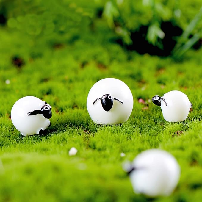 9pcs Sheep Micro Landscape Ornaments, Miniature Figurines Fairy Garden Accessories, Garden DIY Kit