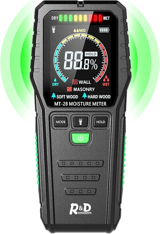 Pinless Moisture Meters Non-Invasive Digital Wood Moisture Tester Water Leak Detector for Wall,Lumber, building,Firewood,Humidity Tester (Black)