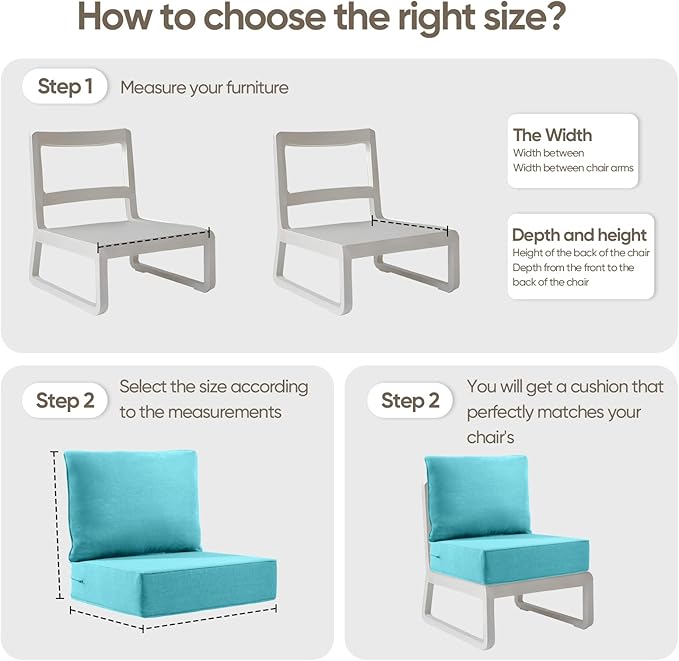 6" Thick Outdoor Cushion, 24*24*6" Patio Furniture Cushions with Waterproof Patio Furniture Cushions with Removable Cover, 28D High Density Patio Cushion for Outdoor Furniture, Light Blue-8pcs