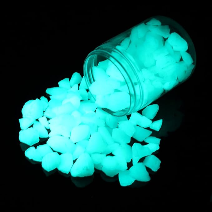 Shiny Stone Glow in The Dark Gravel Stones Rocks, Aquarium Gravel, Glow Rocks Stones,Decorative Rocks for Fish Tank Aquarium Garden Planter Landscape Decoration,280g/10oz (8-15mm, Blue Green)