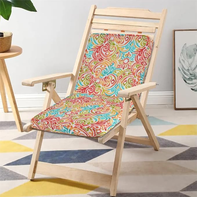 FUNHOME Outdoor Chair Cushions for Patio Furniture, 18 x 18 x 2.5 Inch Outdoor Chair Pads with Ties, Water-Repellent Square Corner Patio Chair Cushions 2 Packs, Corinthian Dapple