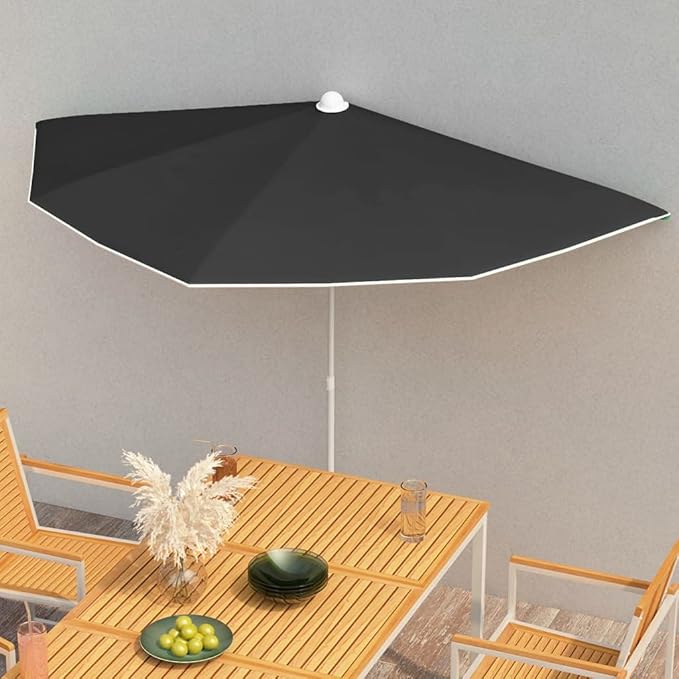 Garden Half Parasol with Pole,Sun Shade Umbrella,Outdoor Umbrellas,Patio Umbrella,Table Umbrella,Picnic Umbrella,for Patios,Gardens,Balconies,Decks, 70.9"x35.4" Sand