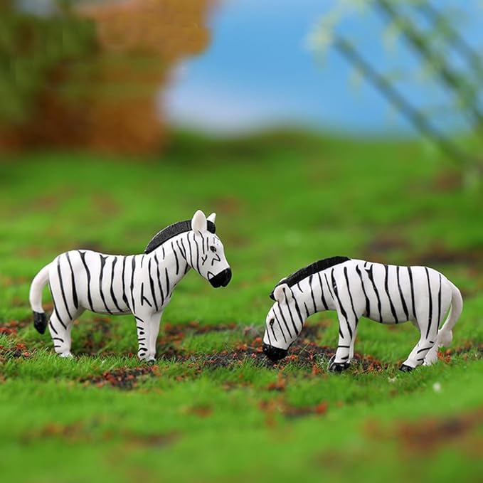 6 PCS Mini Resin Zebra, Fairy Garden Accessories, Miniature Figurines, Micro Landscape Ornaments