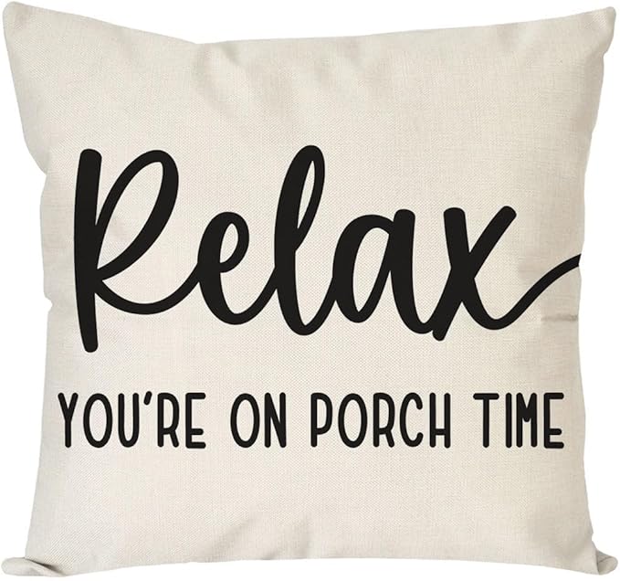 PANDICORN Decorative Throw Pillow Covers 18x18 Inch Relax Porch Time Natural Outdoor Rustic Farmhouse Decorative Throw Pillows Cases Cushion Covers Decorations for Porch Couch Sofa Decor