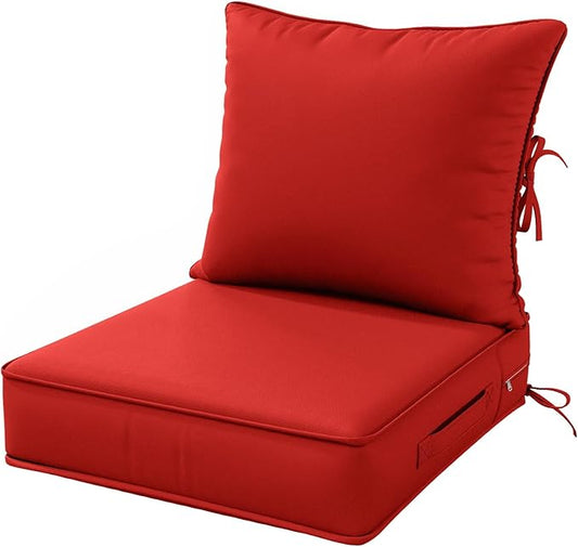 Outdoor Patio Chair Cushions Set 22 L X 24 W X 4 H Waterproof & Fade Resistant Deep Seat and Back Cushions with Removable Covers Outdoor Seat Cushion Set for Chairs and Sofas