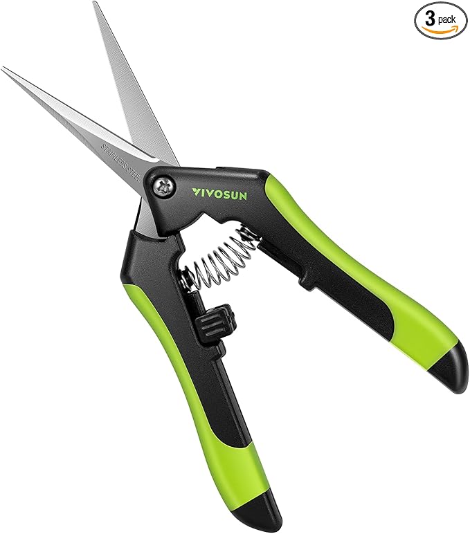 VIVOSUN Gardening Hand Pruner Pruning Shear with Straight Stailess Steel Blades (Black, Straight Blade, 3, Black)