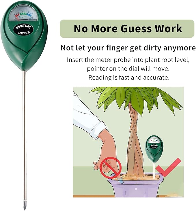 Soil Moisture Meter, 2 Pack Plant Water Meter Soil Meter Moisture Sensor Hygrometer for Indoor Outdoor Plant Care,No Battery Needed(Green)