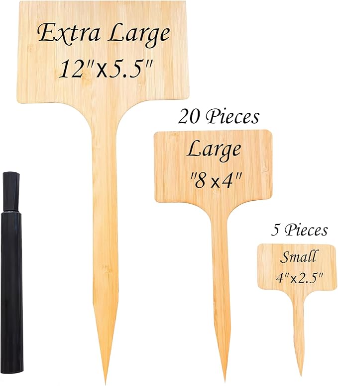 25 Pack 2 Sizes Tall Plant Labels Garden Markers Plant Name Tags for Flowers, Herbs, Vegatables, Seeds, Bulbs Larger Writing Area with Full Size Marker Great Holiday Gift