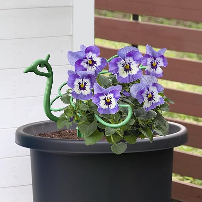 5Pcs Peacock-Shaped Plant Support Stakes for Balcony Garden Sunflower Trellis Growing Through Grid Medium-Sized Universal Tree Topper Holder Including Twist Ties