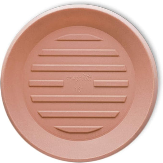 Crescent Garden Universal Round Planter Saucer, Durable Drainage Dish for Plant Pots, Heavy-Duty Plant Dishes Saucer, Indoor & Outdoor Plant Trays - Terracotta-Color (8.5 inch Inner, 11 inch Outer)