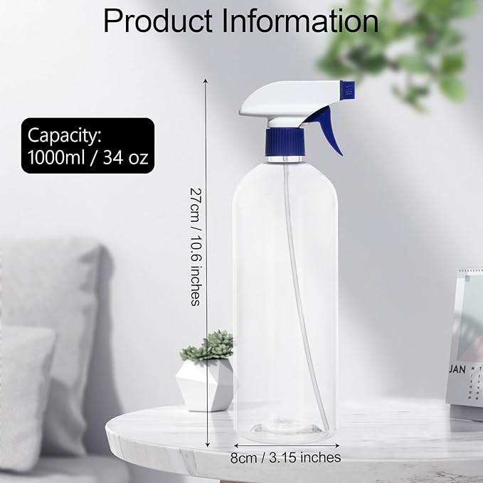 driew Plant Mister Spray Bottle, Plant Mister Water Spray Bottle for Plants Misting Bottle Water Fine Mist, Cleaning Solutions, Gardening, Indoor, Outdoor (Transparent Blue - 1L)
