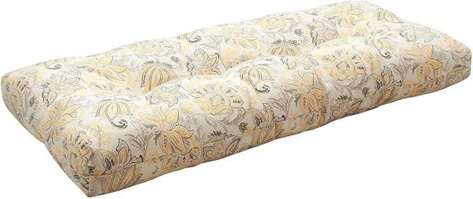 FUNHOME Outdoor Bench Cushion 45 x18 inch with Non-Slip Grips,Water Resistant Porch Swing Cushion,Bench Pillow Pads,Floral Tufted Cushions for Patio Garden Furniture,45" Seat Cushions(Yellow Flower)