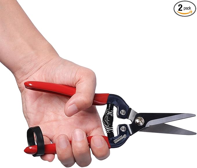 Gardeness Gardening Scissor 2 PCS SK5 high Carbon Steel Straight Florist Scissors, Pruning Snip, Multi-Tasking Garden Precision Herb Snips Flower Clippers Bonsai Trimmers Hydroponic Herbs