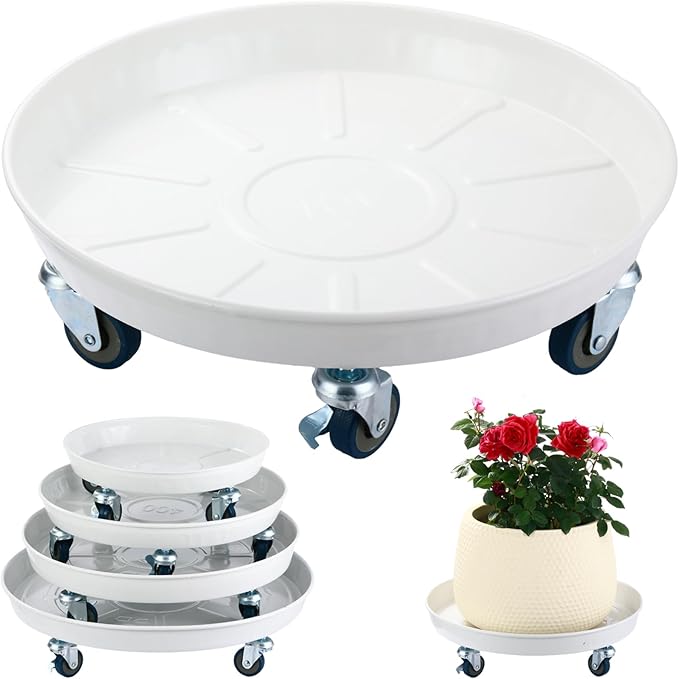 3 Packs 16 inches Metal Plant Caddy with Wheels Extra-large Rolling Plant Stand Heavy-duty Iron Plant Dolly Casters for Indoor Outdoor Flower Pot Mover Roller Coasters