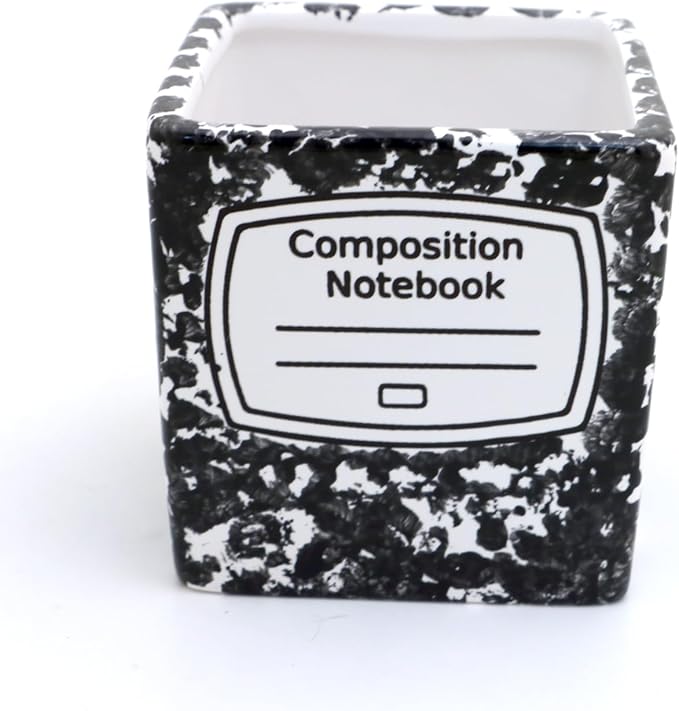 Composition notebook planter, candle holder, pencil cup, square pot, vase LennyMud by Lorrie Veasey